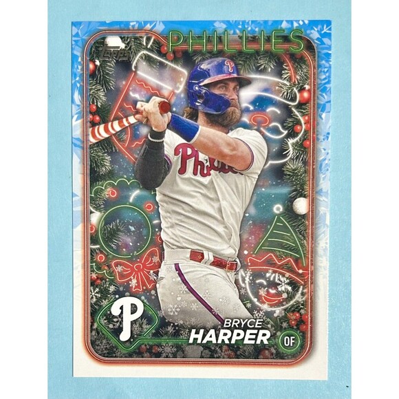 2024 Topps Holiday - 6 Phillies-Harper(SP + 1) Schwarbwr, Turner, Wheeler &Rojas - Picture 2 of 3